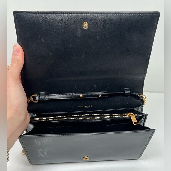 Saint Laurent Uptown Chain Wallet in Black Patent Leather - Picture 8 of 12